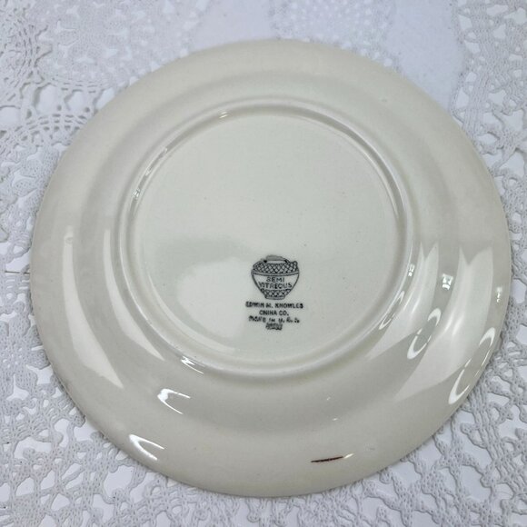 Edwin M. Knowles Semi Vitreous China 5 Salad Plates Floral Center Gold Trim 7.5" - Picture 7 of 9